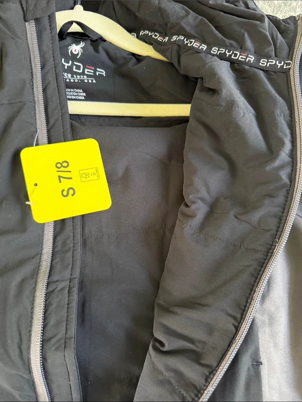 NWT Spyder Kids Black and Gray Hooded Rain Jacket small 7/8